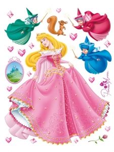 Maxi sticker XXL da parete per bambini "Princess" 5 personaggi Decorama