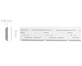 Cornice in gesso colore bianco dimensioni 0,8 x 5 x 150 cm Toscan Stucchi Linea Gesso Art. 2171