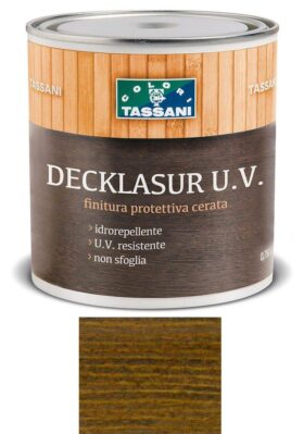 Finitura protettiva cerata a solvente TASSANI DECKLASUR per legno antigoccia con protezione ai raggi UV - NOCE NAZIONALE
